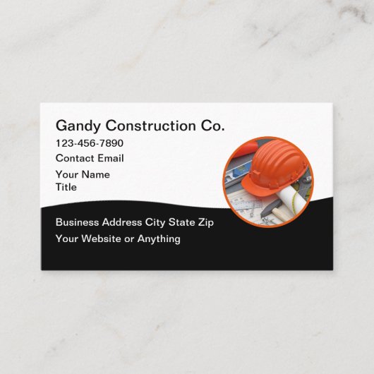 Cartes de visite modernes pour services de constru (Devant)