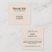 Cartes de visite modernes simples beige Merci (Devant / Derrière)