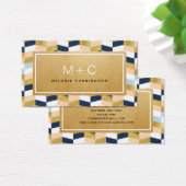 Cartes de visite Monogram Gold Chevron Herringbone (Bureau)