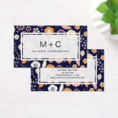 Cartes de visite Monogram Navy Blue Flowers (Bureau)