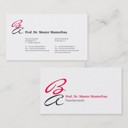 Cartes de visite monogramme (Devant / Derrière)