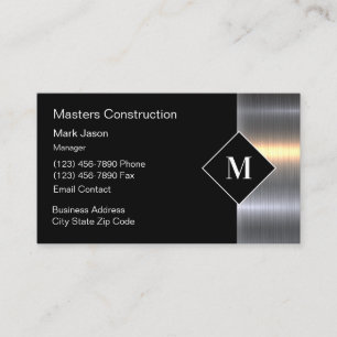 Cartes de visite Monogramme Construction Unique