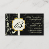 Cartes de visite monogramme, damassé + volutes (Dos)