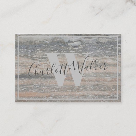 Cartes de visite - Monogramme de veine Travertine  (Devant)