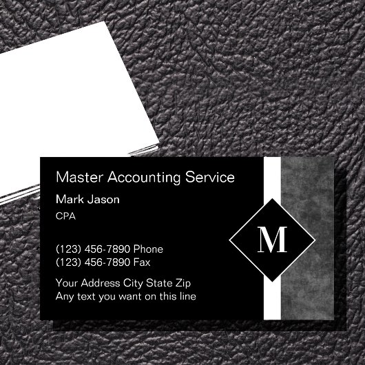 Cartes de visite monogramme pour comptable profess