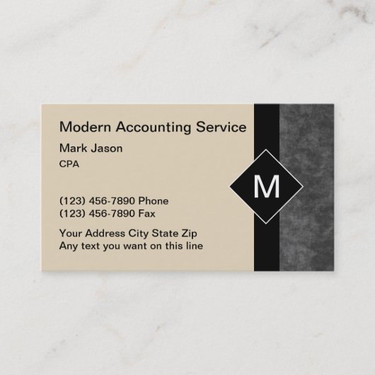 Cartes de visite monogramme pour services de compt (Devant)
