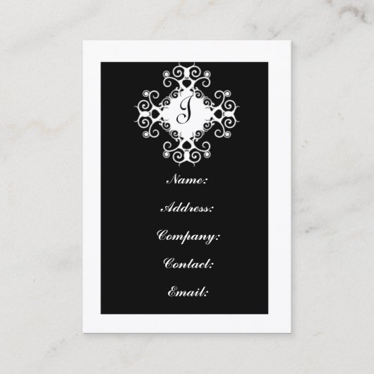 Cartes de visite Monogrammes noirs et blancs perso (Devant)