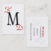 Cartes de visite Monogrammes noirs et rouges perso (Devant / Derrière)