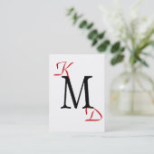 Cartes de visite Monogrammes noirs et rouges perso (Debout devant)