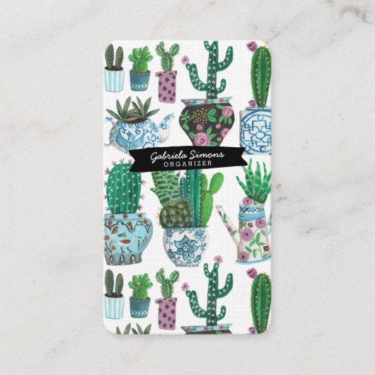 Cartes de visite motif Cactus Succulente (Devant)