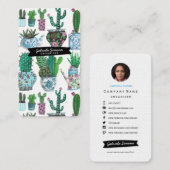 Cartes de visite motif Cactus Succulente (Devant / Derrière)