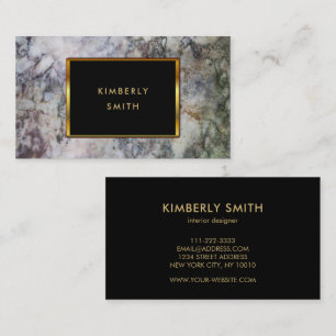 Cartes de visite motif marbre gris noir or