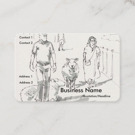 Cartes de visite Mouton avec gens Dessin (Devant)