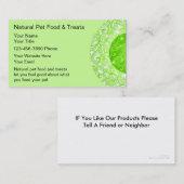 Cartes de visite naturels d'aliment pour animaux (Devant / Derrière)