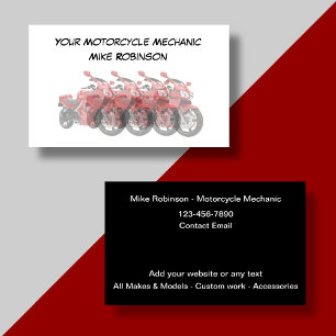 Cartes de visite neuves pour un mécanicien de moto