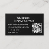 Cartes de visite noir et blanc Code QR moderne (Devant)