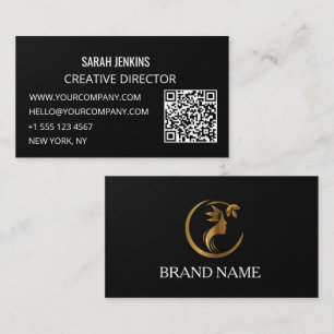 Cartes de visite noir et blanc Code QR moderne