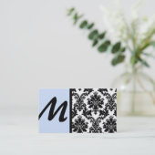 Cartes de visite noir et bleu clair Damask (Debout devant)