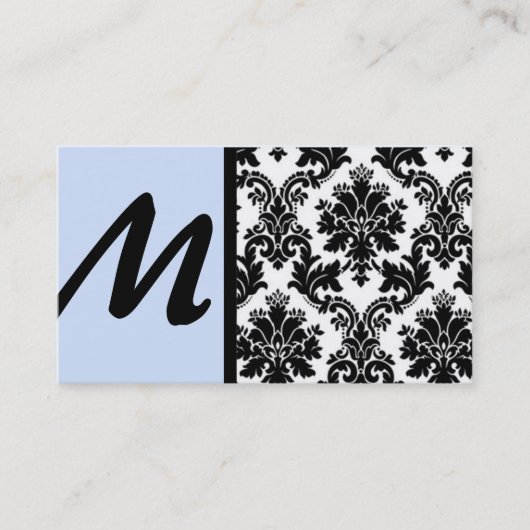 Cartes de visite noir et bleu clair Damask (Devant)