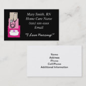 Cartes de visite noir et rose d'infirmière (Devant / Derrière)