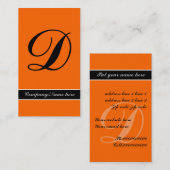 Cartes de visite noir monogramme orange exceptionn (Devant / Derrière)