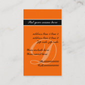 Cartes de visite noir monogramme orange exceptionn (Dos)