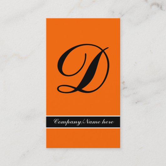 Cartes de visite noir monogramme orange exceptionn (Devant)