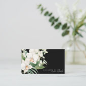 Cartes de visite noires aux orchidées blanches mod (Debout devant)