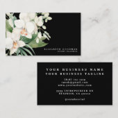 Cartes de visite noires aux orchidées blanches mod (Devant / Derrière)