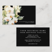 Cartes de visite noires aux orchidées blanches mod (Devant / Derrière)