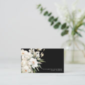 Cartes de visite noires aux orchidées blanches mod (Debout devant)