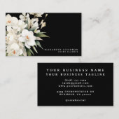 Cartes de visite noires aux orchidées blanches mod (Devant / Derrière)