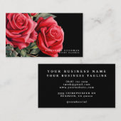 Cartes de visite noires aux roses rouges classique (Devant / Derrière)