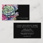 Cartes de visite noires avec de chic succulentes c (Devant / Derrière)