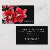 Cartes de visite noires avec orchidées rouges clas (Devant / Derrière)