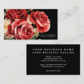 Cartes de visite noires avec roses rouges classiqu (Devant / Derrière)