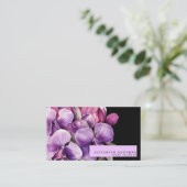 Cartes de visite noires classiques avec orchidées  (Debout devant)
