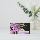 Cartes de visite noires classiques avec orchidées (Debout devant)