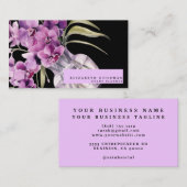 Cartes de visite noires classiques avec orchidées (Devant / Derrière)