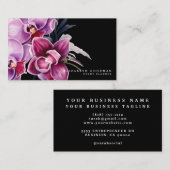Cartes de visite noires classiques avec orchidées (Devant / Derrière)