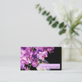 Cartes de visite noires classiques avec orchidées  (Debout devant)