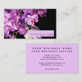 Cartes de visite noires classiques avec orchidées  (Devant / Derrière)