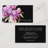 Cartes de visite noires classiques avec orchidées (Devant / Derrière)