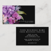 Cartes de visite noires classiques avec orchidées  (Devant / Derrière)