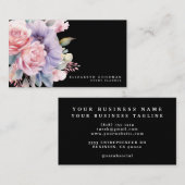 Cartes de visite noires élégantes avec fleurs douc (Devant / Derrière)