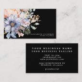 Cartes de visite noires élégantes avec fleurs douc (Devant / Derrière)