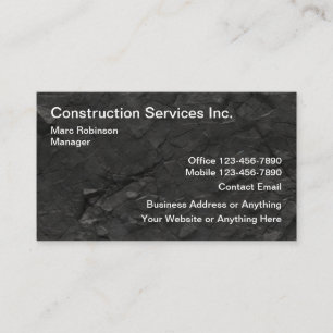 Cartes de visite noires pour services de construct