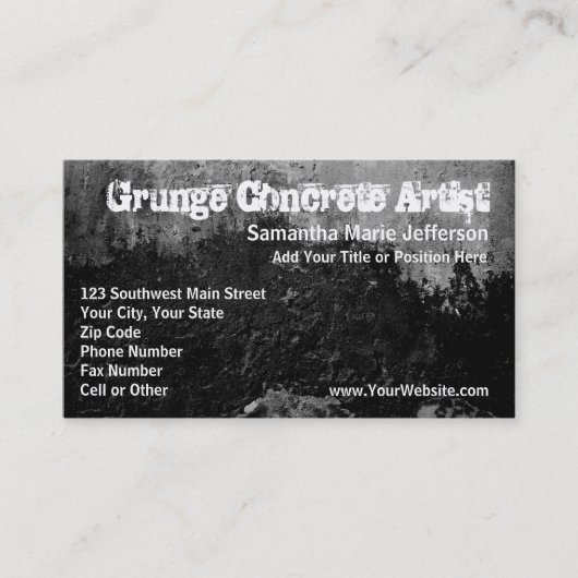 Cartes de visite noirs concrets grunges de (Devant)