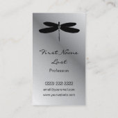 Cartes de visite noirs et argentés de libellule (Dos)