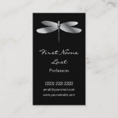 Cartes de visite noirs et argentés de libellule (Devant)